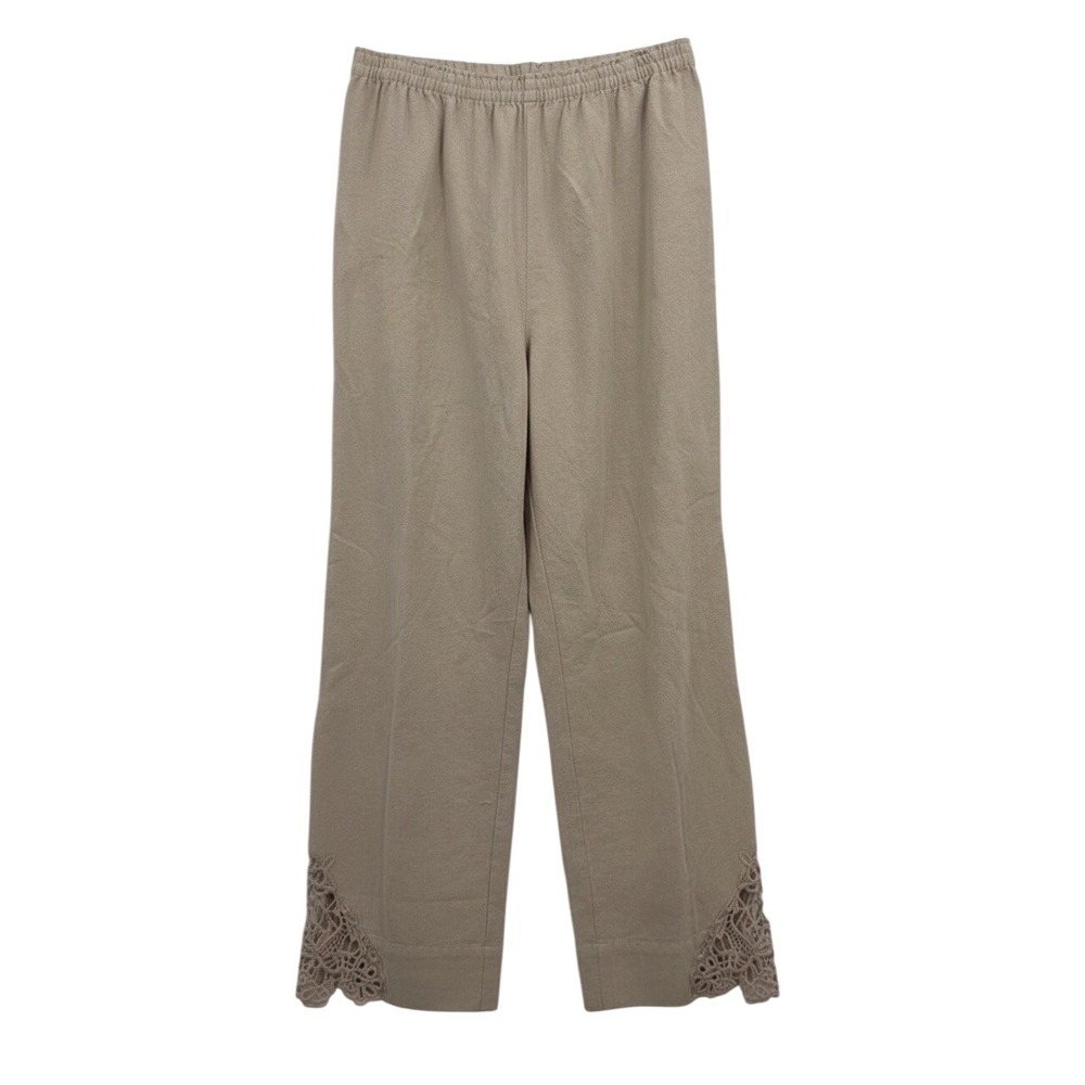 NWT! Soft Surroundings Parchment Gauze Touch‎ of Lace Straight Leg Pants Sz S